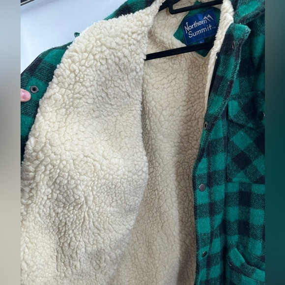 Vintage Northern Summit Plaid Flannel Sherpa Lined Full Zip Wool Work Jacket - Picture 5 of 7